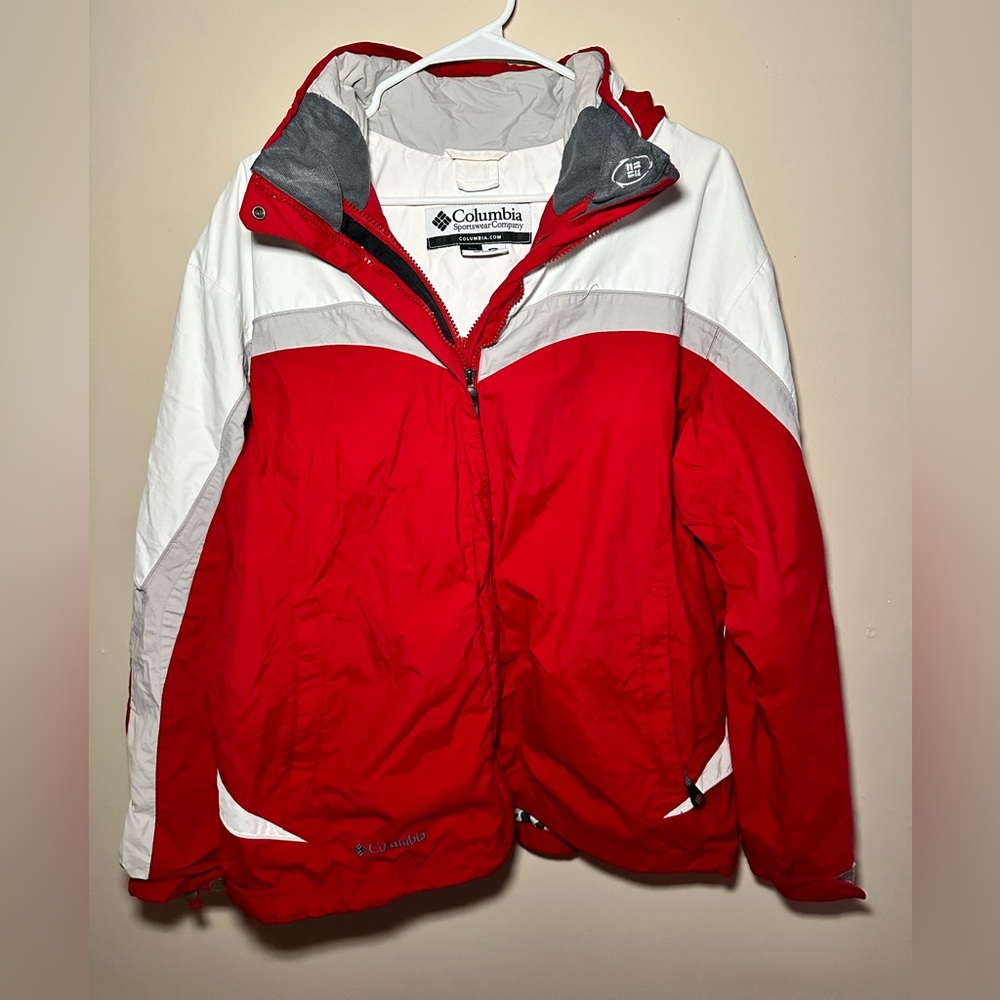 Columbia Red and White Women's Waterproof Jacket